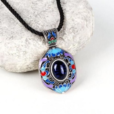 N008-A WOMEN NATIONAL STYLE NECKLACE (BLUE)