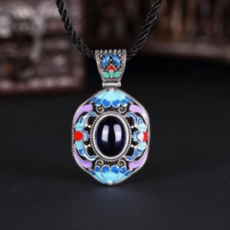 N008-A WOMEN NATIONAL STYLE NECKLACE (BLUE)