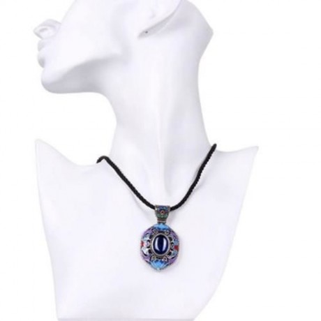 N008-A WOMEN NATIONAL STYLE NECKLACE (BLUE)