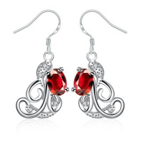 S129-B POPULAR 925 SILVER PLATED EARRINGS RING NECKLACE ANKLET JEWELRY SETS (SILVER)