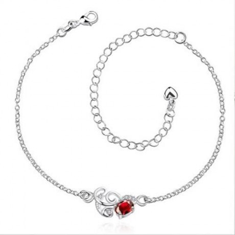 S129-B POPULAR 925 SILVER PLATED EARRINGS RING NECKLACE ANKLET JEWELRY SETS (SILVER)