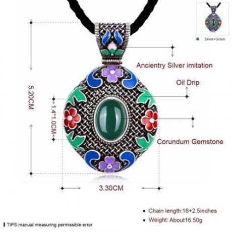 N014-C WOMEN NATIONAL STYLE NECKLACE  (GREEN)