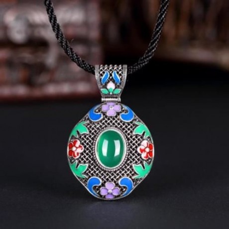 N014-C WOMEN NATIONAL STYLE NECKLACE  (GREEN)
