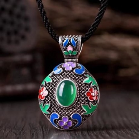 N014-C WOMEN NATIONAL STYLE NECKLACE  (GREEN)