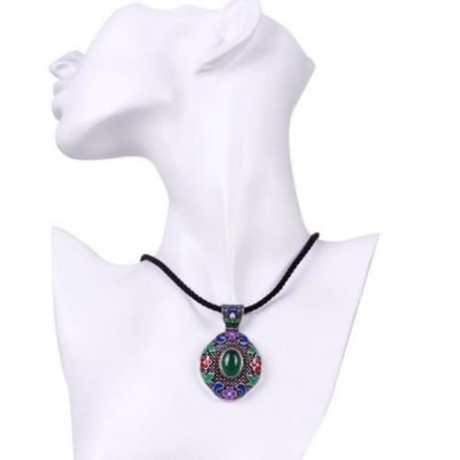 N014-C WOMEN NATIONAL STYLE NECKLACE  (GREEN)