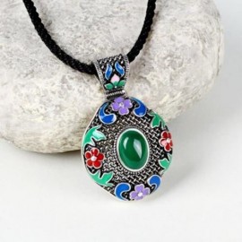 N014-C WOMEN NATIONAL STYLE NECKLACE  (GREEN)