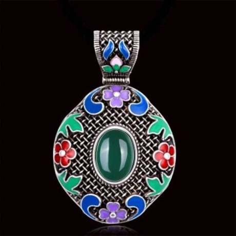 N014-C WOMEN NATIONAL STYLE NECKLACE  (GREEN)