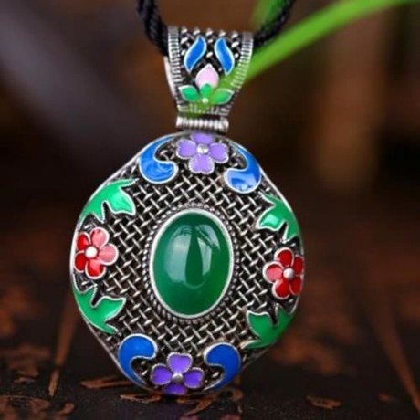 N014-C WOMEN NATIONAL STYLE NECKLACE  (GREEN)