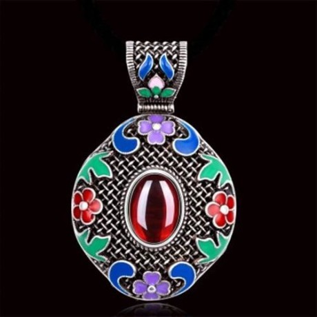N014-B WOMEN NATIONAL STYLE NECKLACE  (RED)