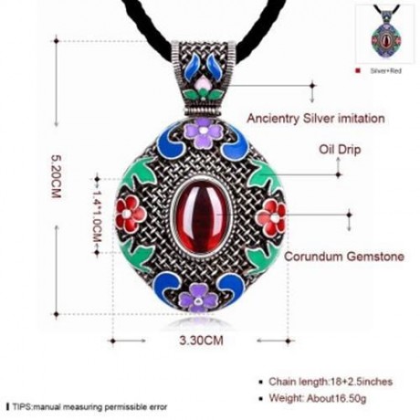 N014-B WOMEN NATIONAL STYLE NECKLACE  (RED)