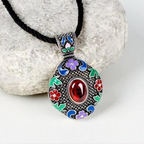 N014-B WOMEN NATIONAL STYLE NECKLACE  (RED)