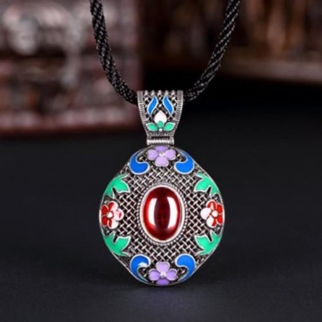 N014-B WOMEN NATIONAL STYLE NECKLACE  (RED)