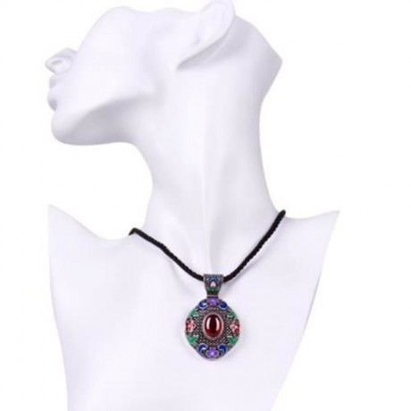 N014-B WOMEN NATIONAL STYLE NECKLACE  (RED)