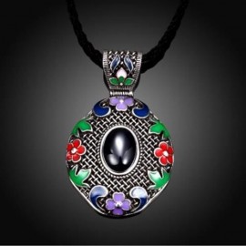 N014-A WOMEN NATIONAL STYLE NECKLACE  (DEEP BLUE)