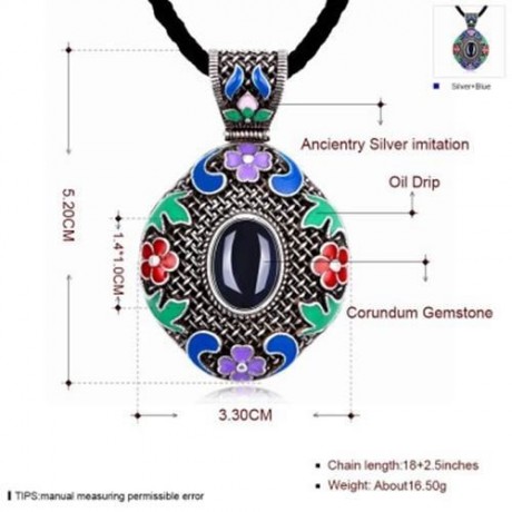 N014-A WOMEN NATIONAL STYLE NECKLACE  (DEEP BLUE)