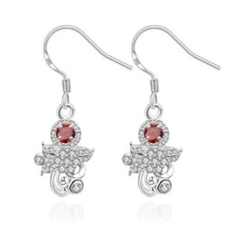 S119-B 925 SILVER PLATED NECKLACE EARRINGS JEWELRY SETS (RED)
