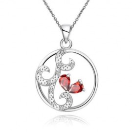 S117-B 925 SILVER PLATED NECKLACE EARRINGS JEWELRY SETS  (RED)