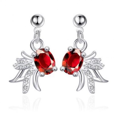 S147-B 925 SILVER PLATED NECKLACE EARRINGS JEWELRY SETS  (RED)