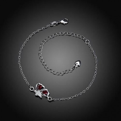 A041-B DELICATE HANDMADE SILVER PLATED ANKLET (SILVER)