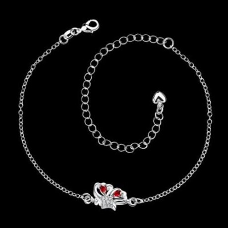 A041-B DELICATE HANDMADE SILVER PLATED ANKLET (SILVER)