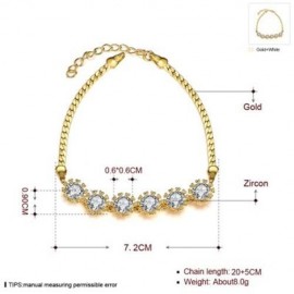 B012-A GRACEFUL INLAID WHITE ZIRCON DIFFERENT TYPES NEW GIFT BRACELET (GOLDEN)
