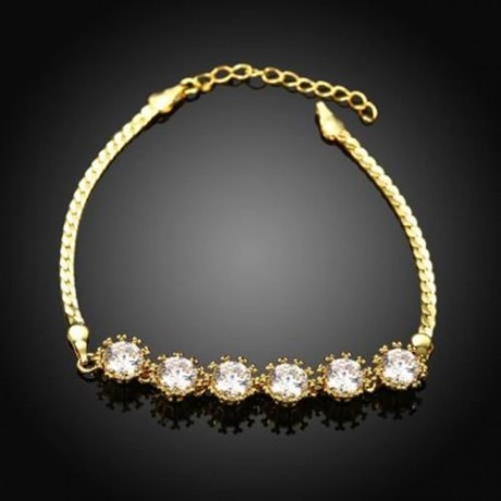 B012-A GRACEFUL INLAID WHITE ZIRCON DIFFERENT TYPES NEW GIFT BRACELET (GOLDEN)