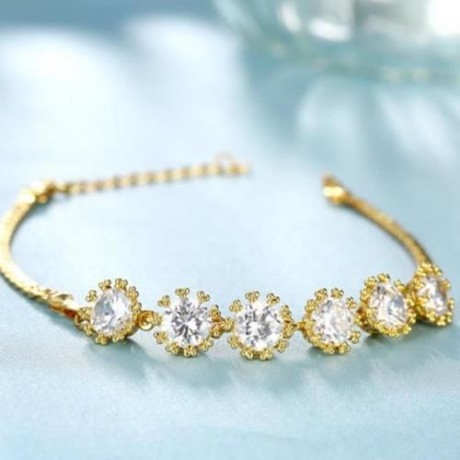 B012-A GRACEFUL INLAID WHITE ZIRCON DIFFERENT TYPES NEW GIFT BRACELET (GOLDEN)