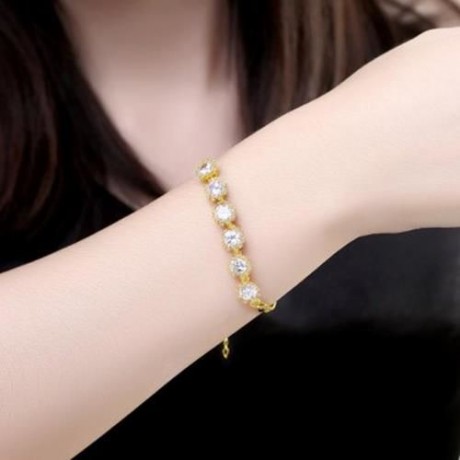 B012-A GRACEFUL INLAID WHITE ZIRCON DIFFERENT TYPES NEW GIFT BRACELET (GOLDEN)