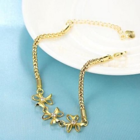B020-A GRACEFUL INLAID WHITE ZIRCON DIFFERENT TYPES NEW GIFT BRACELET (GOLDEN)