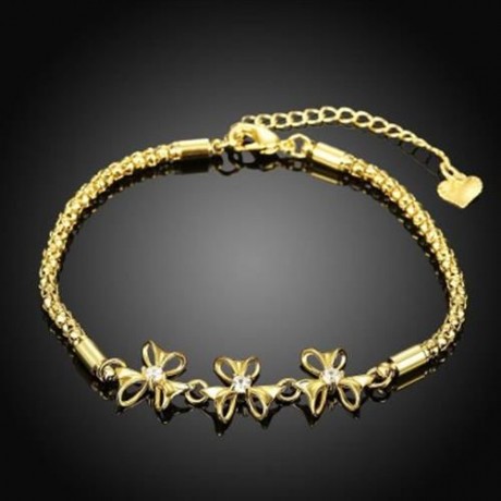 B020-A GRACEFUL INLAID WHITE ZIRCON DIFFERENT TYPES NEW GIFT BRACELET (GOLDEN)