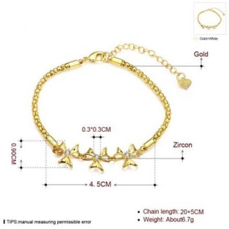 B020-A GRACEFUL INLAID WHITE ZIRCON DIFFERENT TYPES NEW GIFT BRACELET (GOLDEN)