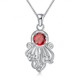 S111-B 925 SILVER PLATED NECKLACE EARRINGS JEWELRY SETS (RED)