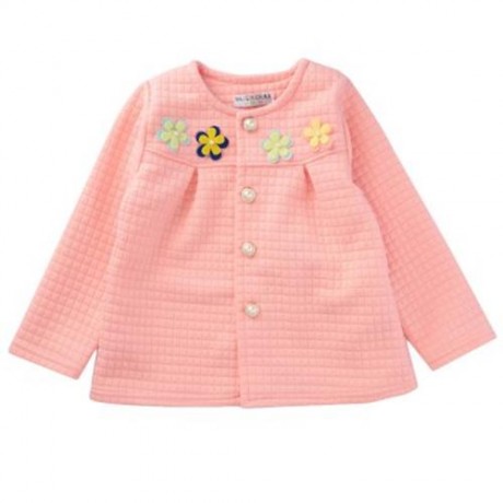 HAN EDITION LONG SLEEVE COTTON SINGLE BREASTED FLOWER DECORATED BABY GIRLS TWINSET (RED)
