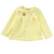 HAN EDITION LONG SLEEVE COTTON SINGLE BREASTED FLOWER DECORATED BABY GIRLS TWINSET (YELLOW