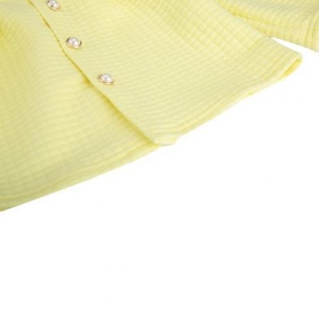 HAN EDITION LONG SLEEVE COTTON SINGLE BREASTED FLOWER DECORATED BABY GIRLS TWINSET (YELLOW