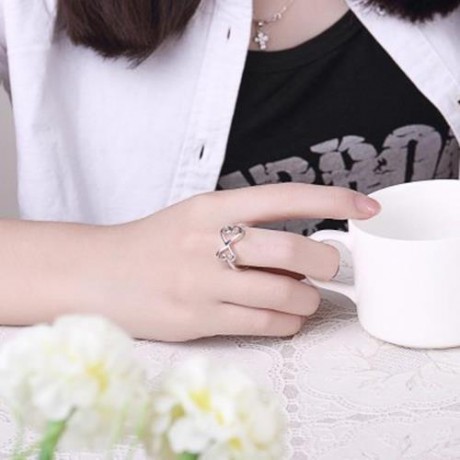 SILVER PLATED FASHION FINGER RING FOR LADY (SILVER)