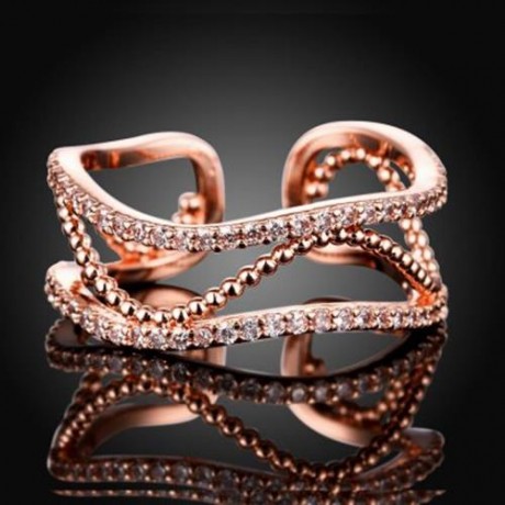 R008-A GOLD PLATED KOREAN STYLE NEW DESIGN FINGER RING FOR LADY (ROSE GOLD)