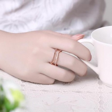 R008-A GOLD PLATED KOREAN STYLE NEW DESIGN FINGER RING FOR LADY (ROSE GOLD)