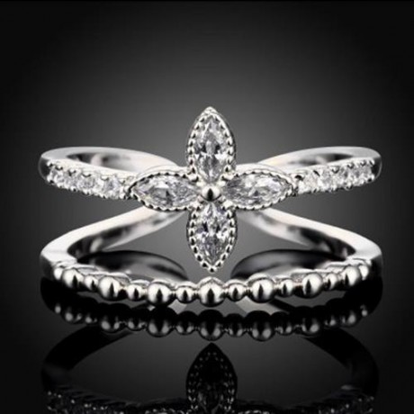R011-B GOLD PLATED KOREAN STYLE NEW DESIGN FINGER RING FOR LADY (SILVER)
