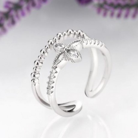R011-B GOLD PLATED KOREAN STYLE NEW DESIGN FINGER RING FOR LADY (SILVER)