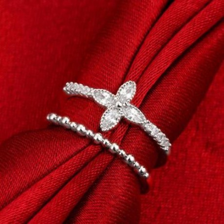 R011-B GOLD PLATED KOREAN STYLE NEW DESIGN FINGER RING FOR LADY (SILVER)