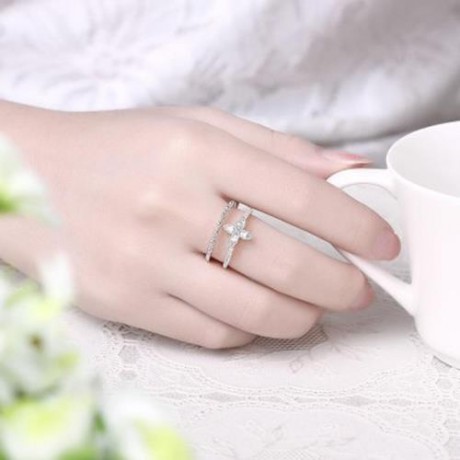 R011-B GOLD PLATED KOREAN STYLE NEW DESIGN FINGER RING FOR LADY (SILVER)