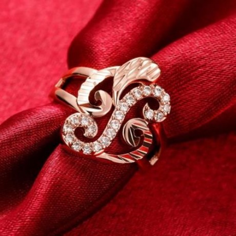 R358-B NICKLE FREE ANTIALLERGIC NEW FASHION JEWELRY ROSE GOLD PLATED ZIRCON RING (ROSE GOL