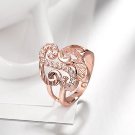 R358-B NICKLE FREE ANTIALLERGIC NEW FASHION JEWELRY ROSE GOLD PLATED ZIRCON RING (ROSE GOL