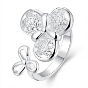 POPULAR SILVER PLATED RING FOR GIRL CLOVER PATTERN R702 (SILVER)