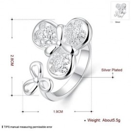 POPULAR SILVER PLATED RING FOR GIRL CLOVER PATTERN R702 (SILVER)