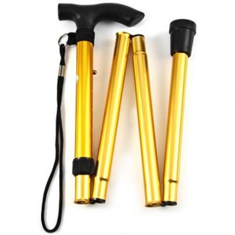 ADJUSTABLE ALUMINUM METAL WALKING STICK FOLDING COLLAPSIBLE TRAVEL CANE WITH NON-SLIP RUBB