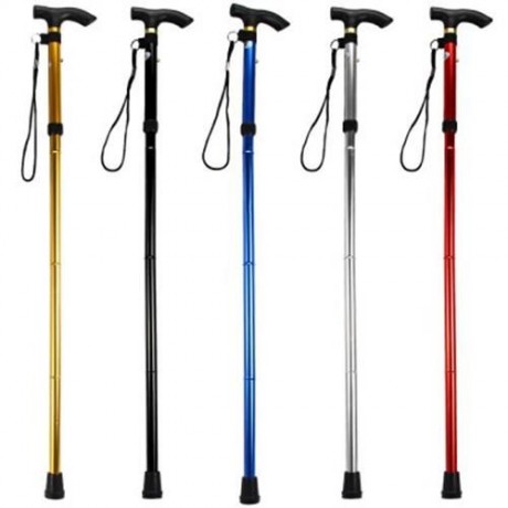 ADJUSTABLE ALUMINUM METAL WALKING STICK FOLDING COLLAPSIBLE TRAVEL CANE WITH NON-SLIP RUBB