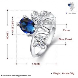 R080-A 925 SILVER PLATED FASHION RING FOR WOMEN JEWELRY ACCESSORIES NICKLE FREE (BLUE)