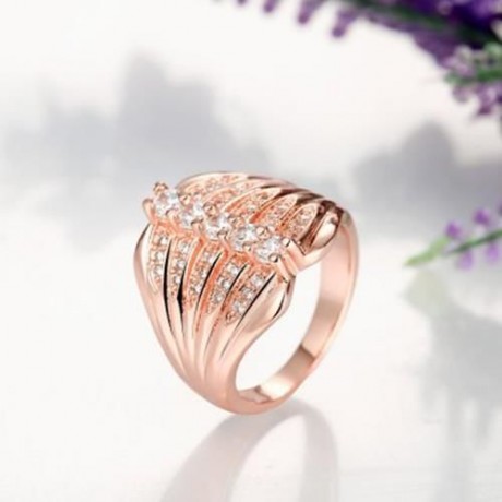 R390 - B FASHION JEWELRY ZIRCON RING (ROSE GOLD)